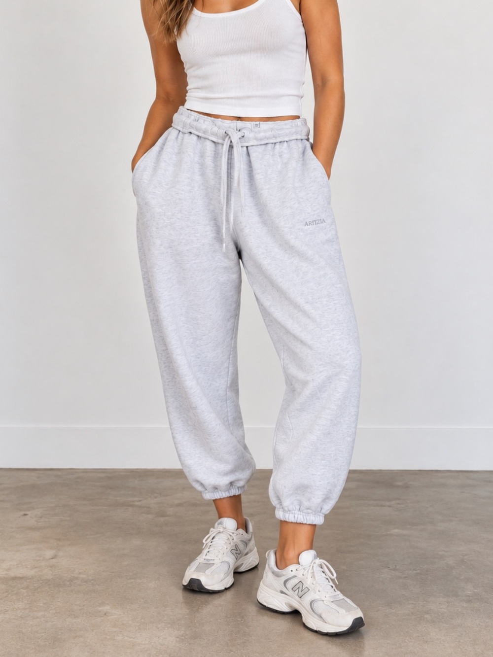 Aritzia Fold Over Light Gray Sweatpant  Joggers